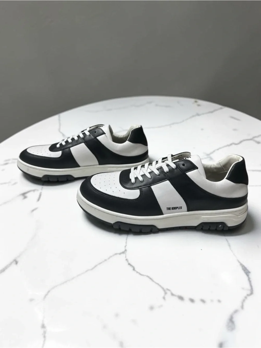 The Kooples NIB Men's Leather Sneaker Black/White in‎ Size FR 43/US 10MSRP $320
